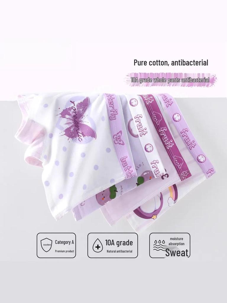 Free Shipping Pure Cotton Girls' Breathable Underwear - Infant To Baby Girl Boxers with Antibacterial Crotch, 100% Soft.