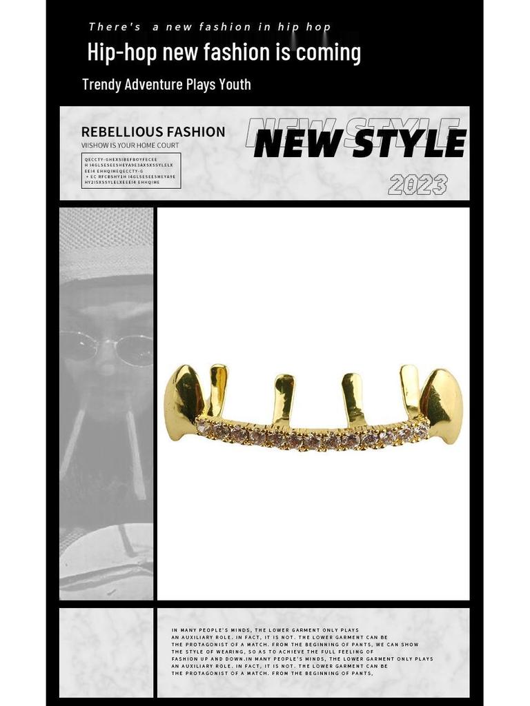 Hip-Hop Zirkonia Diamant Grillz, Trendiger galvanisierter T-Stil für europäische und amerikanische Mode.