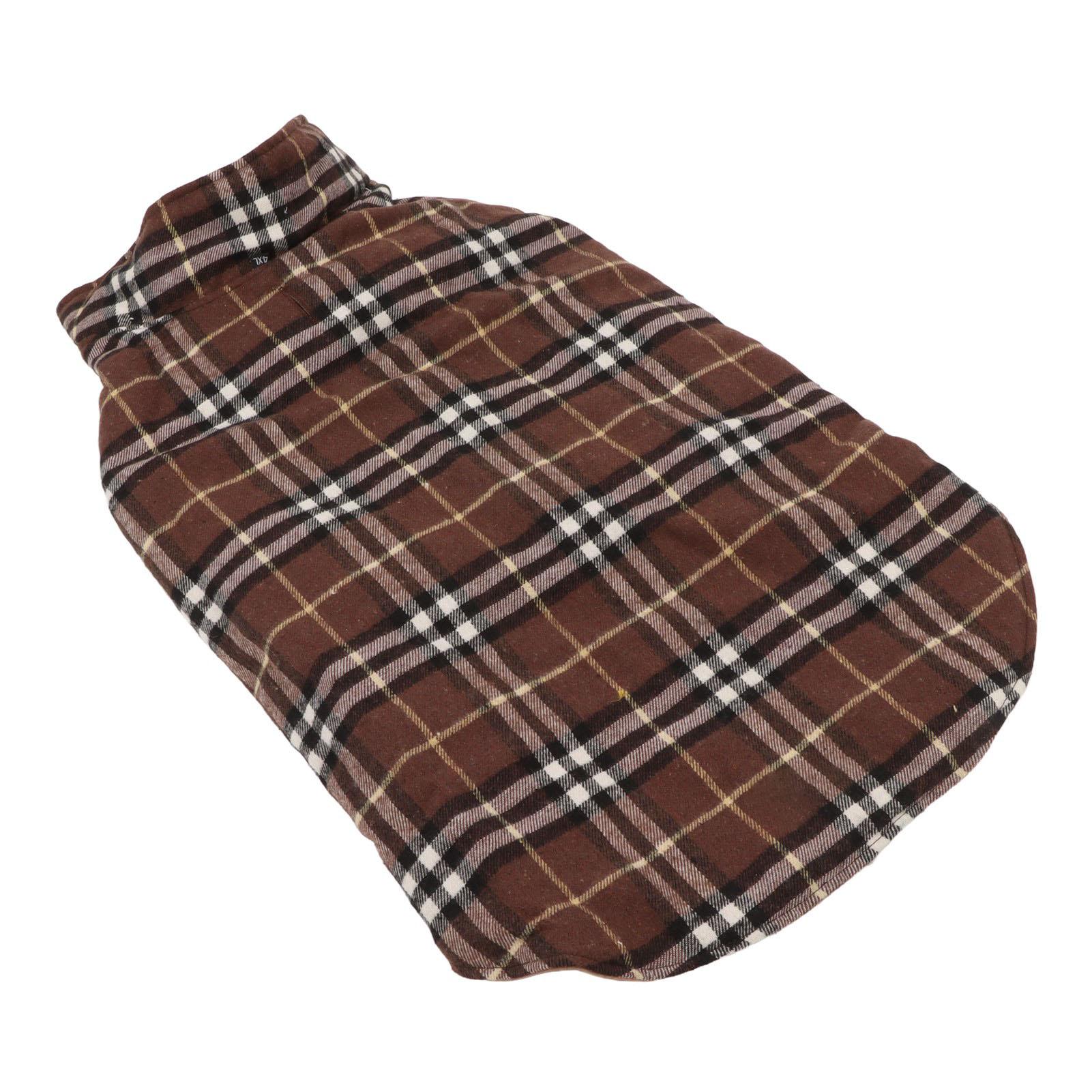 

Dog Winter Coat Vest Soft Polyester Cotton Autumn Pet Cold Weather Jacket for Large Dogs Coffee Grid 4XL