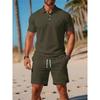 2025 Men's Slim Fit Summer Sports Short Sleeve Polo Shirt & Shorts Set