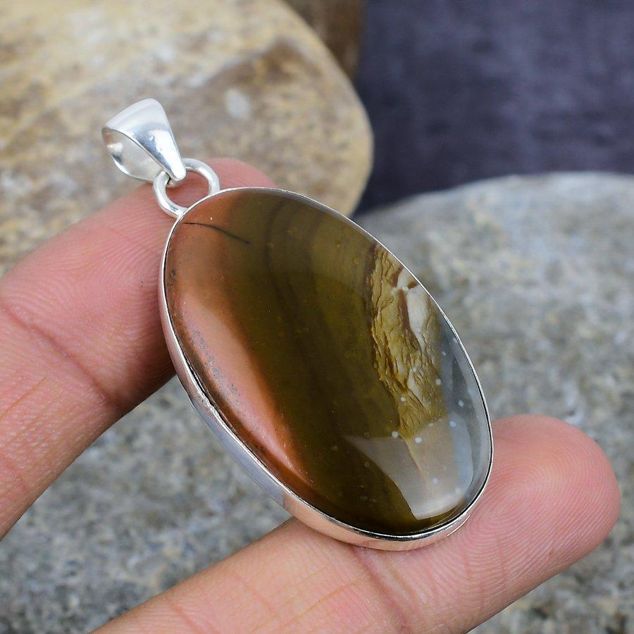 

Пейзаж Jasper Gemstone Handmade 925 Sterling Silver Jewelry Chain Pendant