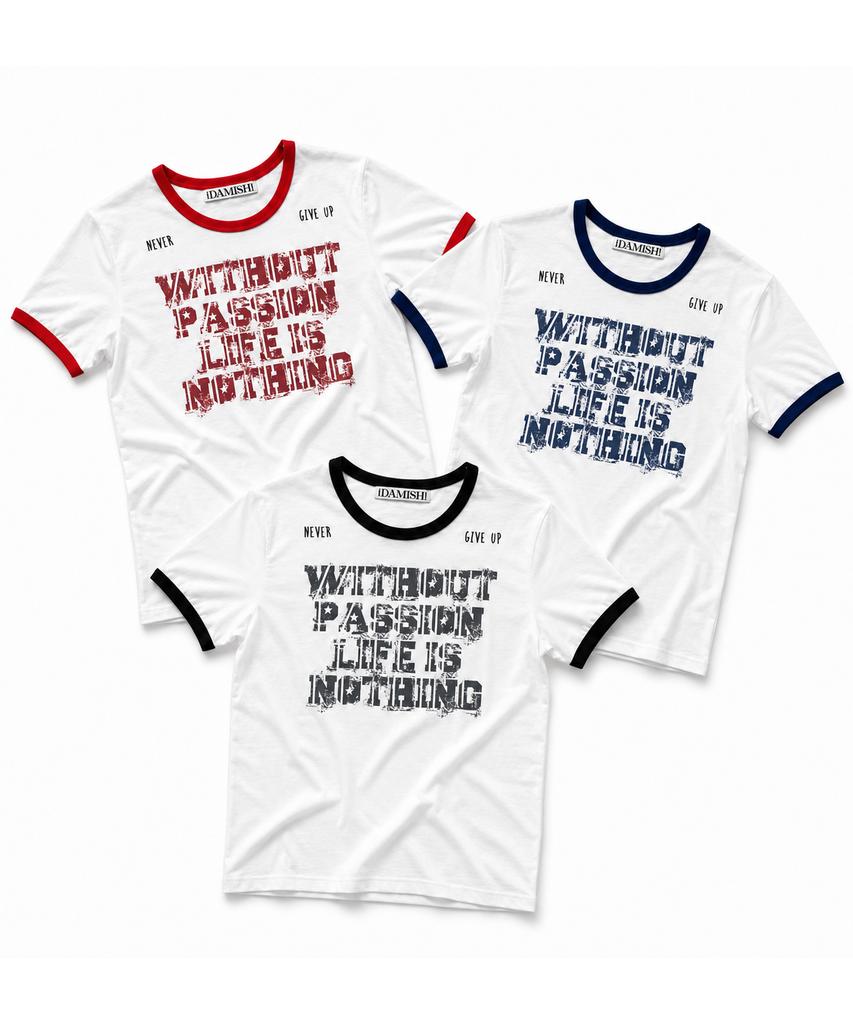 Damiswi Vintage Lettering Ringer T-Shirt_Navy