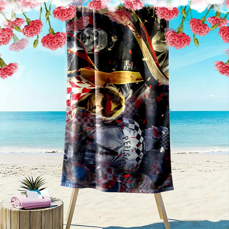 Luka Modrić Print Beach Towel, Large Soft Quick Dry Towel for Beach Camping Swimming