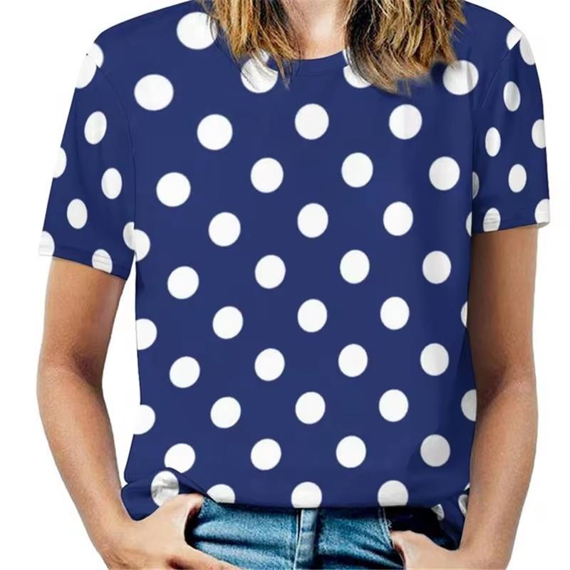 Summer Vintage Polka Dot 3D Print Women's T-Shirts Women's Casual Short Sleeve T Shirt O-Neck Tees Harajuku Tops Female Clothing