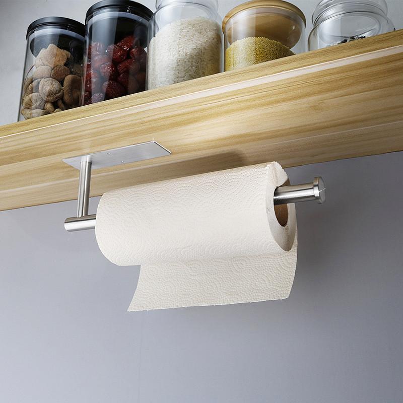Stainless Steel Extended Kitchen Paper Roll Holder With Wallmount Design For Bathroom Decor