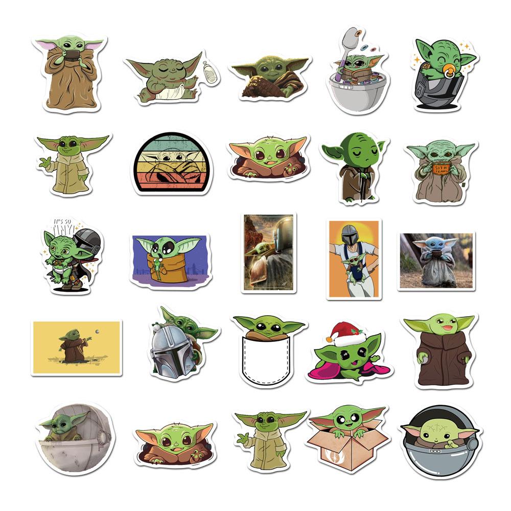 50PCS  Cute Baby Yoda Stickers Cartoon Anime Decals Kids Toy Laptop Guitar Motorcycle Car Phone Graffiti Sticker Gift