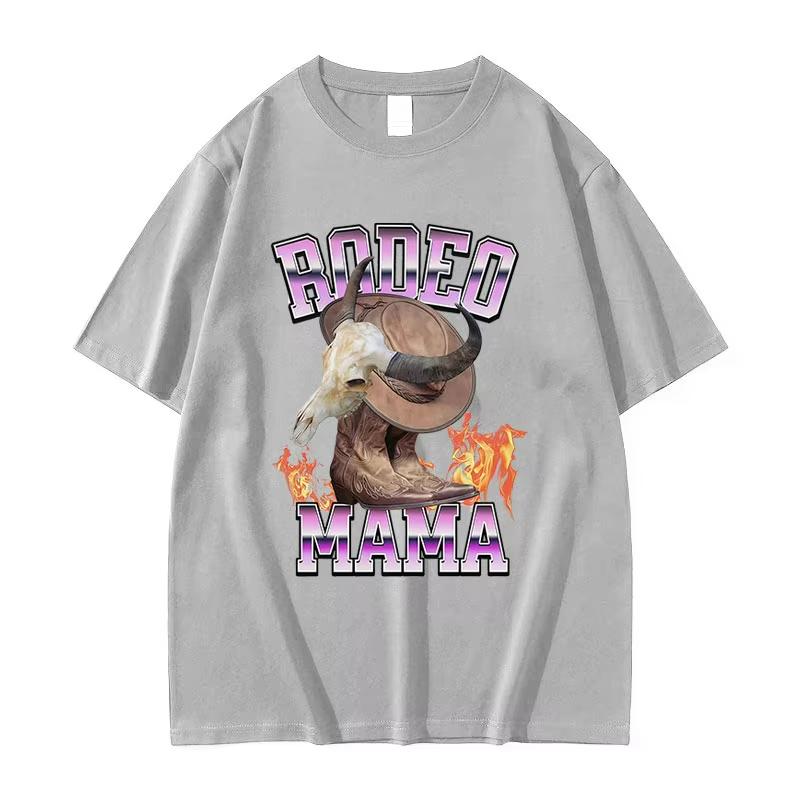 Funny Stylish Western Rodeo Mama T-shirts Men Women 90s Retro Oversized Cotton T Shirt Casual Loose O-Neck Short Sleeve T-shirts
