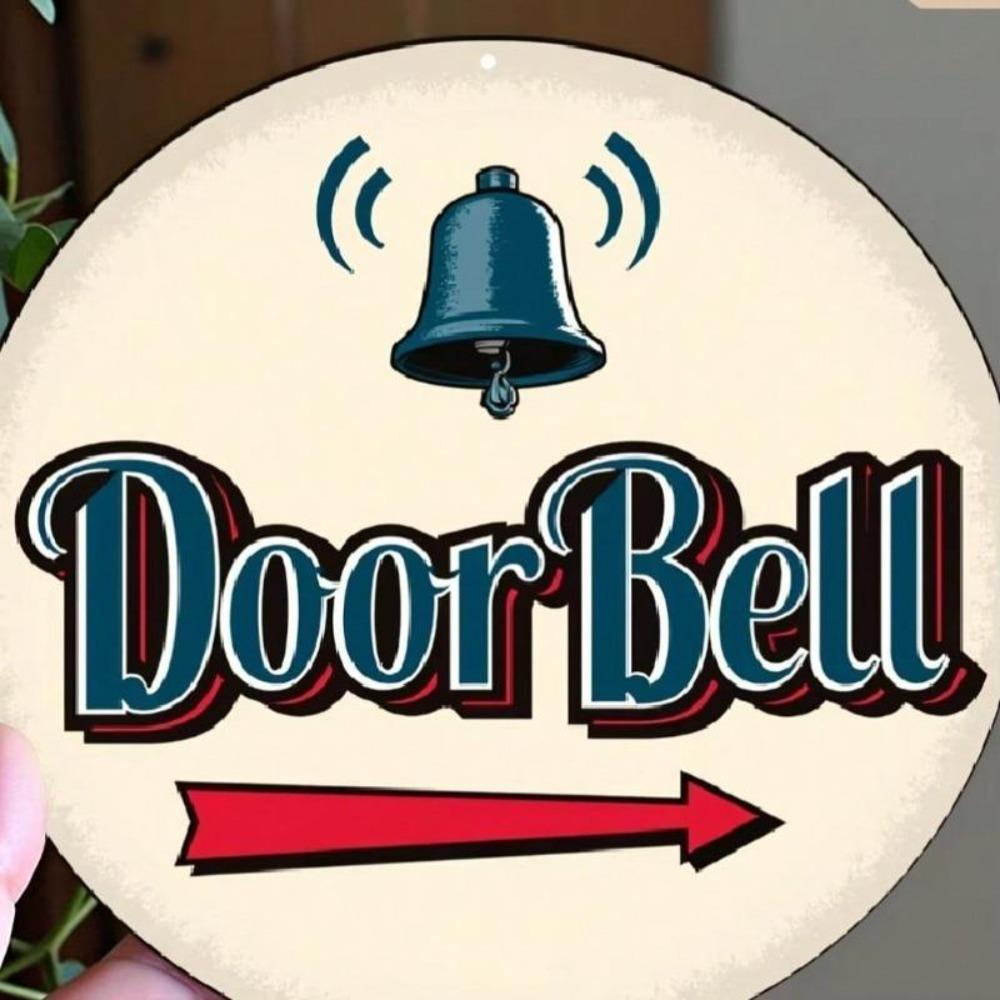 Vintage Americana Doorbell Round Aluminum Metal Art Sign Rustic Home Decor