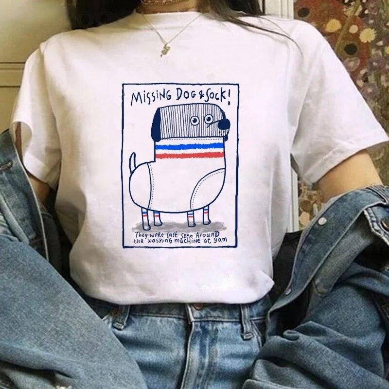 T-Shirt WoUnisex Cute Dinosaur Print T-Shirt Summer Short Sleeve Clothing Fun Versatile Pattern T-Shirt Fashion WoUnisex Top.