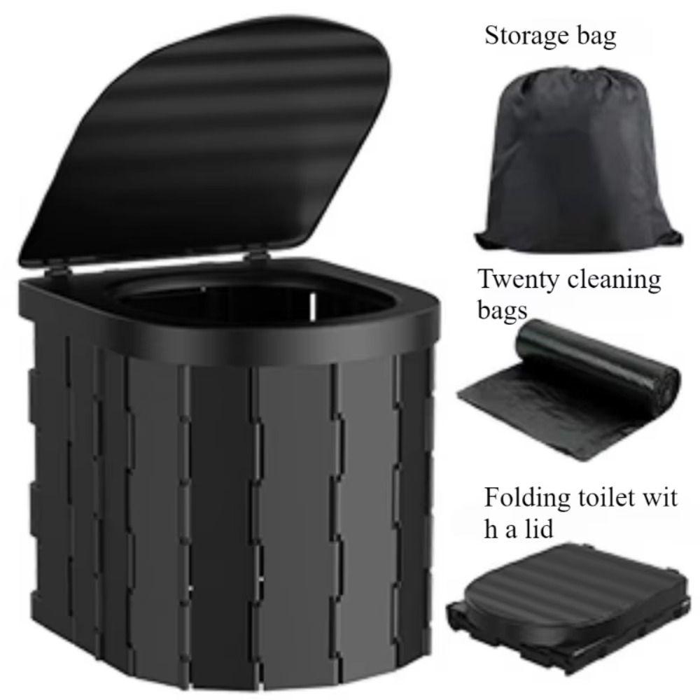 Flip-top Folding Toilet One-piece Design Vehicle-mounted Toilet Potty Portable Toilet  Hiking