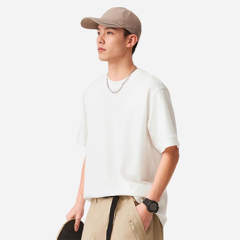 Li Ning Pure Cotton Minimalist Round Neck Versatile Solid Color Basic Loose Casual Short Sleeve T-Shirt Unisex Tops White F-AVSV675-2
