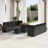 11-piece Garden Sofa Set with Black Poly Rattan Cushions Acacia 3363794