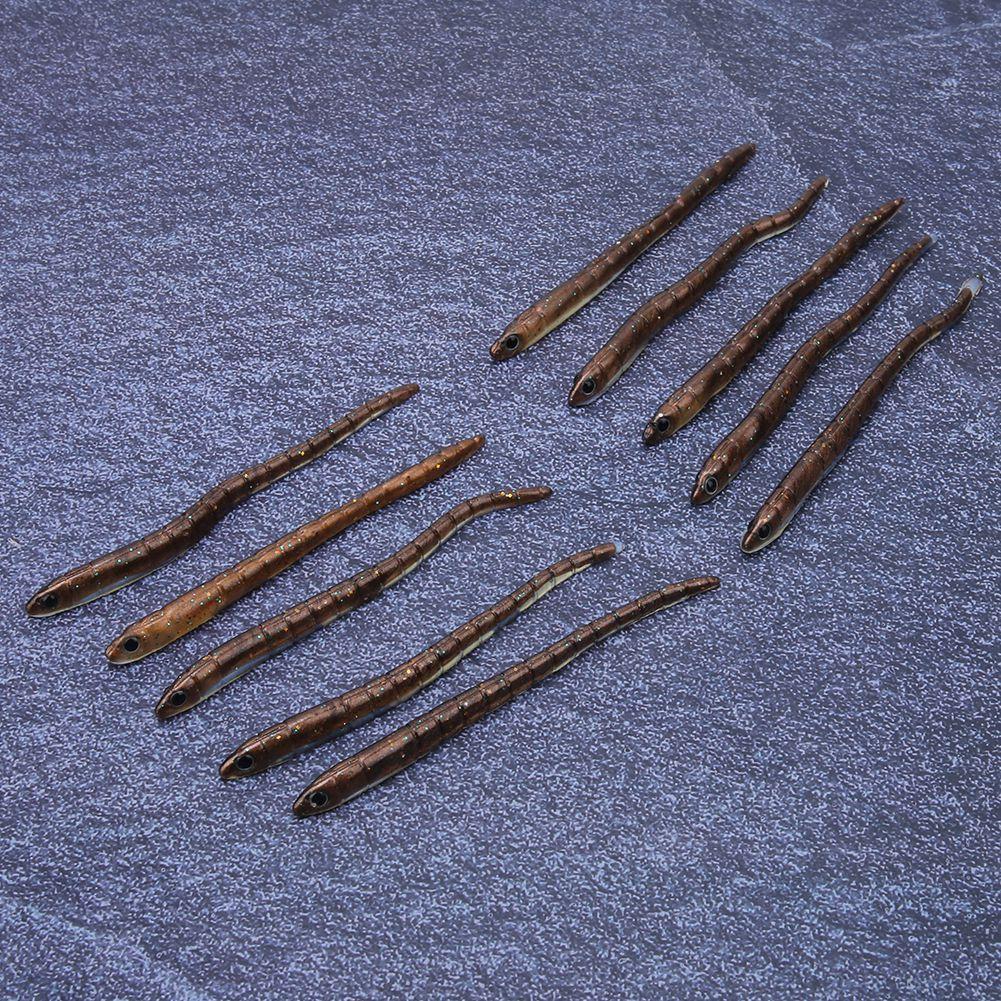 10 Stück 1,7g 9cm Silikon Künstlicher Wurm Regenwurm Weiche Angelköder Köder Fisch Tackle Zubehör Set