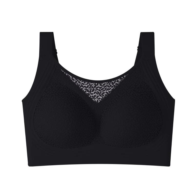 

Full cup double breasts anti-sagging large size summer thin style without steel ring adjustment type seamless bra XXXXL【100BCD】