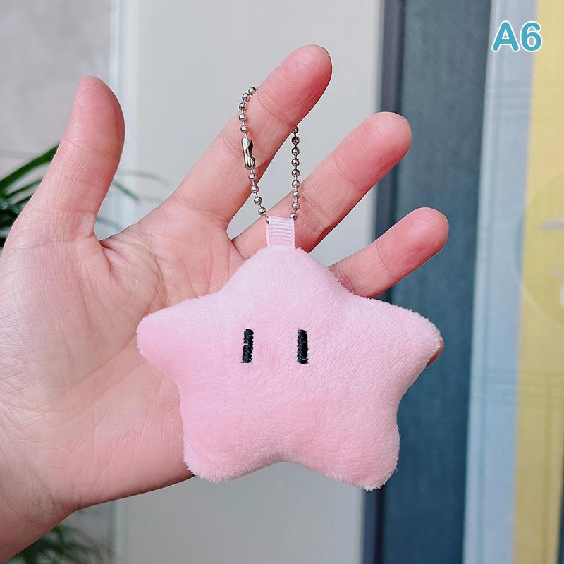 Plush Star Keychains Cute Smiling Star Keyrings Girls Sweet Car Keychains Star Doll Keychains Car Keys
