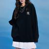 MLB Cashew Flower Sweatshirts Unisex Black Crew Neck Moderate Regular 3AMT53014-50BKS
