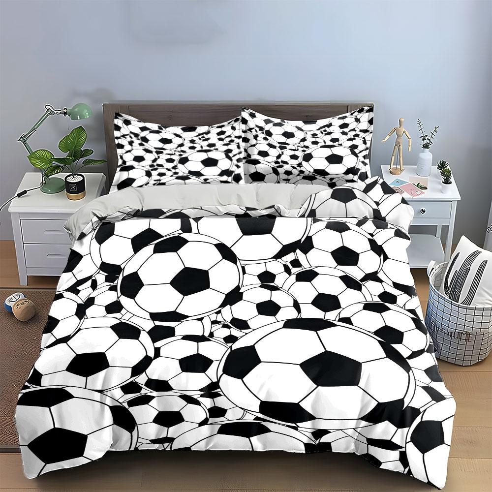 Soccer-Themed Three-Piece Sports Set Kid'S And Adults' Bedroom Decor, Exquisite Three-Piece Bedding Set Gift