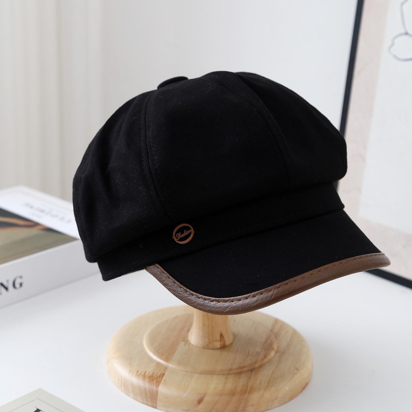 

Женский британский ретро восьмиугольный берет - Осенне-зимняя лоскутная кепка газетчика для больших окружностей головы. чёрный