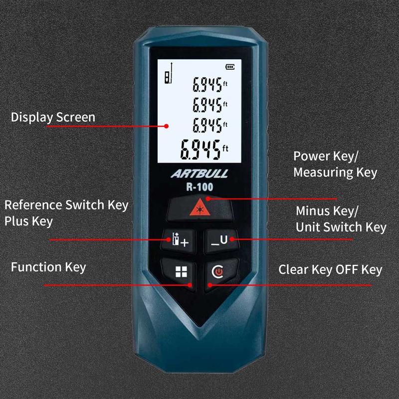 

ARTBULL Infrared Digital Laser Tape Measure Distance Meter Laser Rangefinder 100m 100m