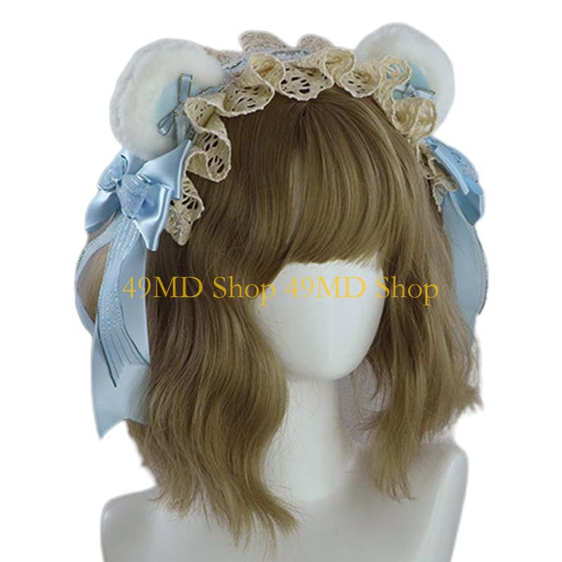 

49MD Women Animals Bear Ear for Head Hoop Make Up Ornaments Festival Hair Decor