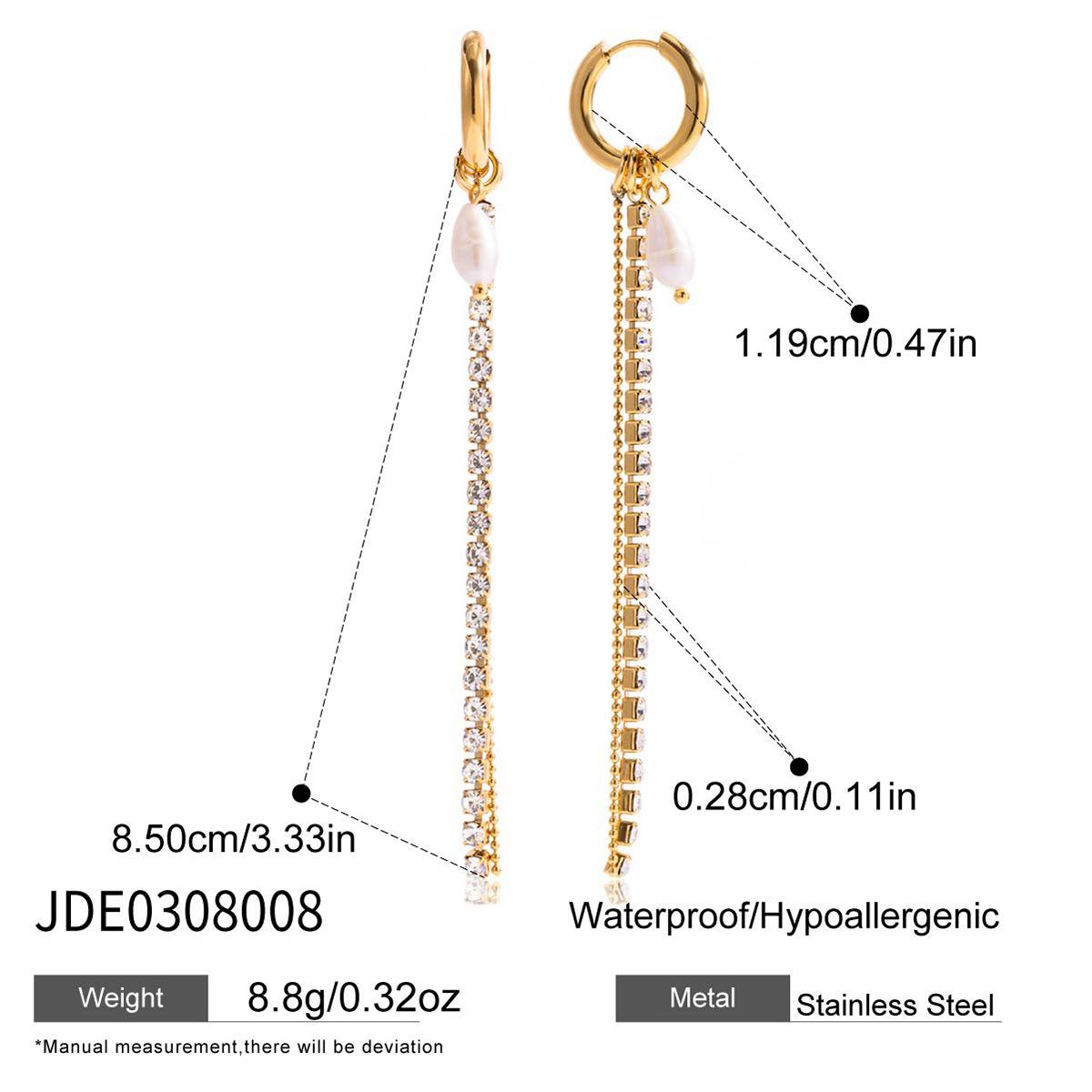 Серьги из титановой стали с пресноводным жемчугом, серьги-гвоздики с бахромой, несмываемые серьги из нержавеющей стали
