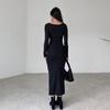 Spring Autumn New Women's Solid Color Bodycon Long Pencil Dress Elegant Slim Fit Casual Party Dress