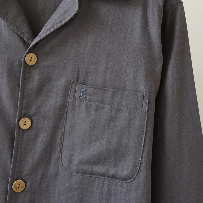 Nuovo Set Pigiama da Uomo Primavera e Autunno 100% Garza di Cotone Colore Unito Taglia Lunga Manica Lunga Abbigliamento per la Casa Set Due Pezzi