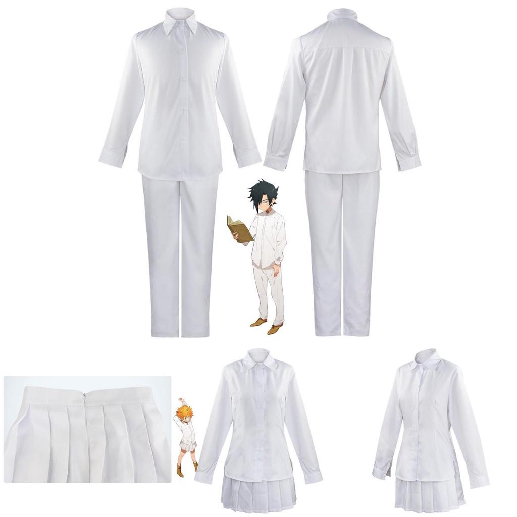 The Promised Neverland Ray Norman Emma Cosplay Costume White Top Skirt Pants Set High-quality Cosplay Attire For Any Occasion