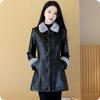 Women's Mid-length Leather Jacket Plus Velvet Thickened Western Style Plus Size Women's Autumn and Winter Middle-aged Disposable Leather Warm Jacket