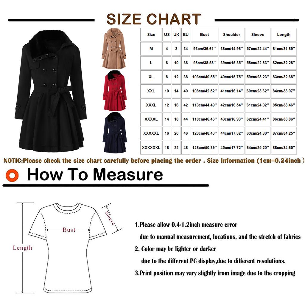Women's Fashion Lapel Double-Breasted Thick Wool Trench Casual Coat Jacket