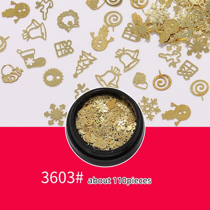 

Festive Winter Glam: Assorted Gold Metal Nail Art Studs & Snowflake Charms for Christmas Manicures