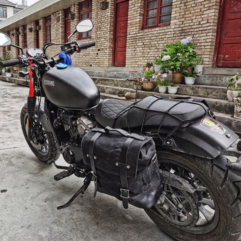 Retro Locomotive Side Bag Universal Waterproof Side Bag Motorcycle Canvas Bag Knight Saddle Bag