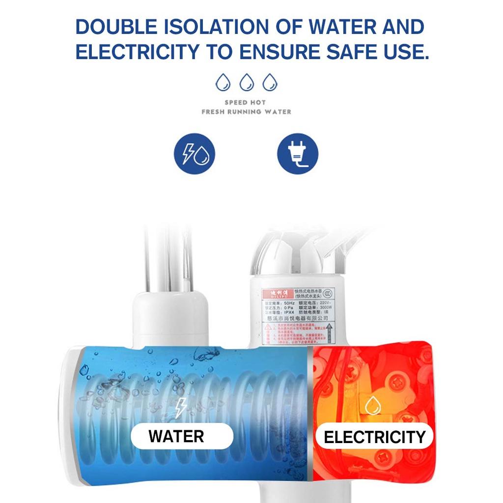 220V 3000W Torneira elétrica de água quente Aquecedor Display LED instantâneo para cozinha doméstica Banheiro com chuveiro
