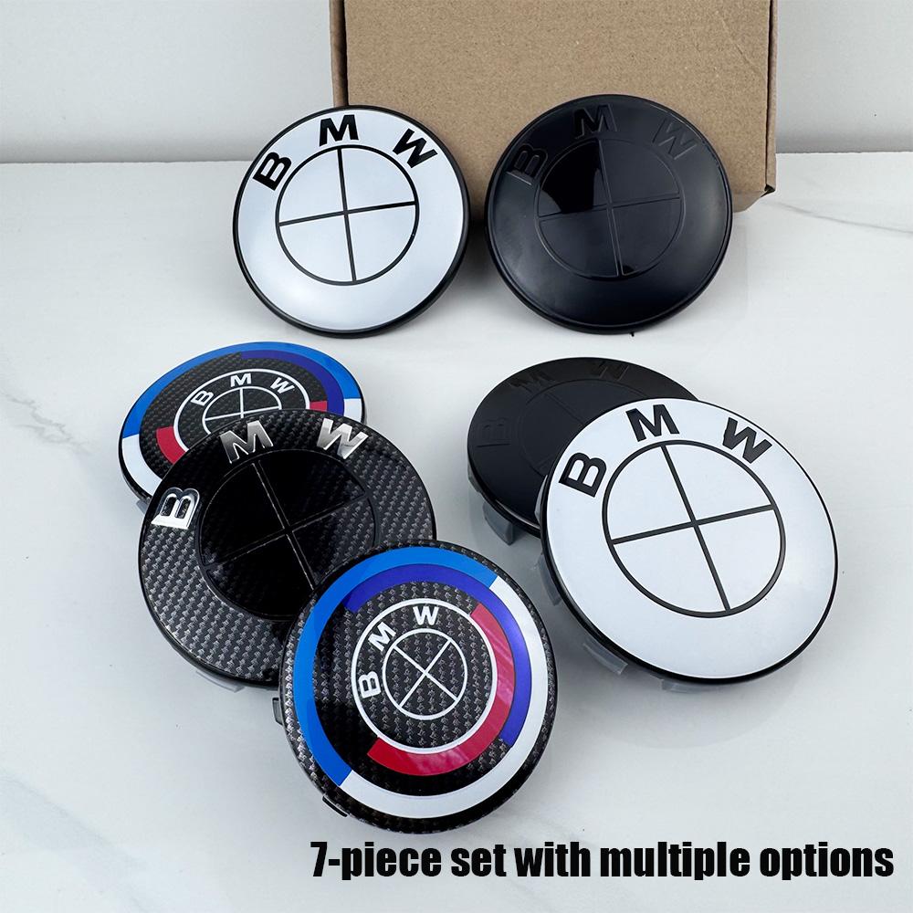 For MINI BMW F20 E36 E46 X6 M4 E60 G01 G20 X3 X5 7PS-new Model 7Pcs Car Hood Rear Emblem Steering Wheel Stickers Rims Cap Badge