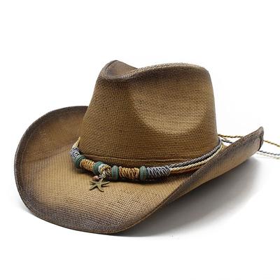 Western Cowboy Strohhut Big Eaves Hut Sonnenschutz Schatten Strandhut Harter Strohhut
