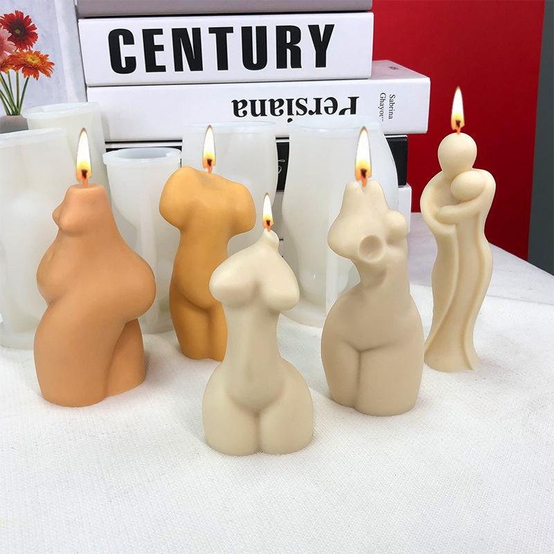 Halvkropp Kvinne Stearinlys Silikonform DIY Enkel Abstrakt Menneskekroppskunst Ornament Resin Silikonform Gipsform Såpeform