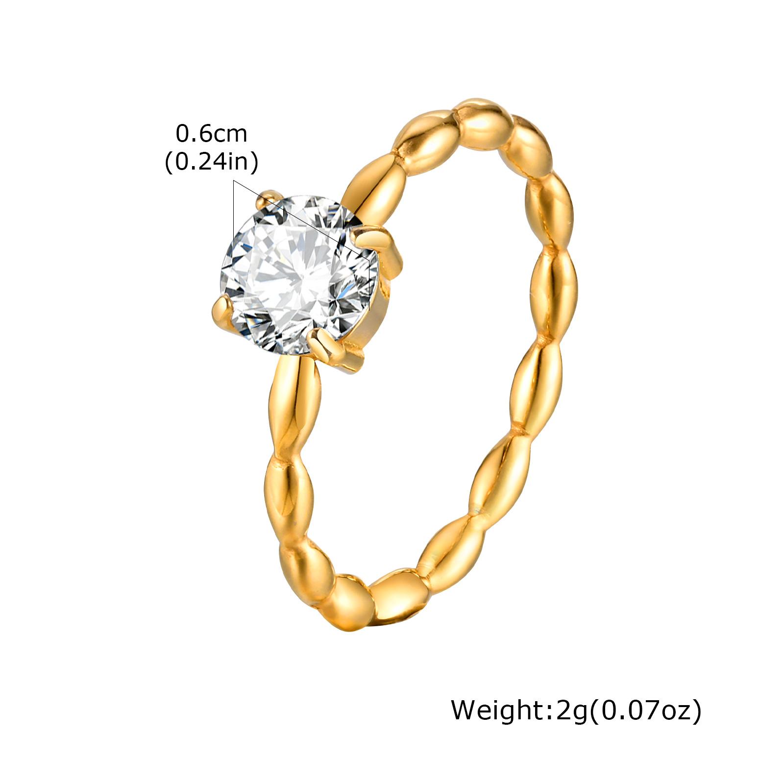 

Minimalist Water Drop White Zircon Women Ring, Wave Drop Stainless Steel Ring, 18K Gold Plated Waterproof Luxury Jewelry 9