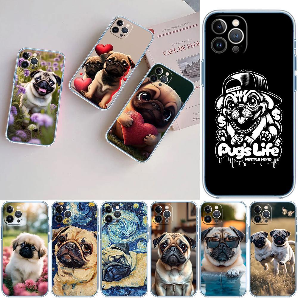 CJ90 Pug Dog Transparent Phone Case for LG K22 K30 K40 K40S K41 K42 K50 K50S K51 K51S K52 K61 K62 K71 K92 Q60 Q61 V40 V50 V60