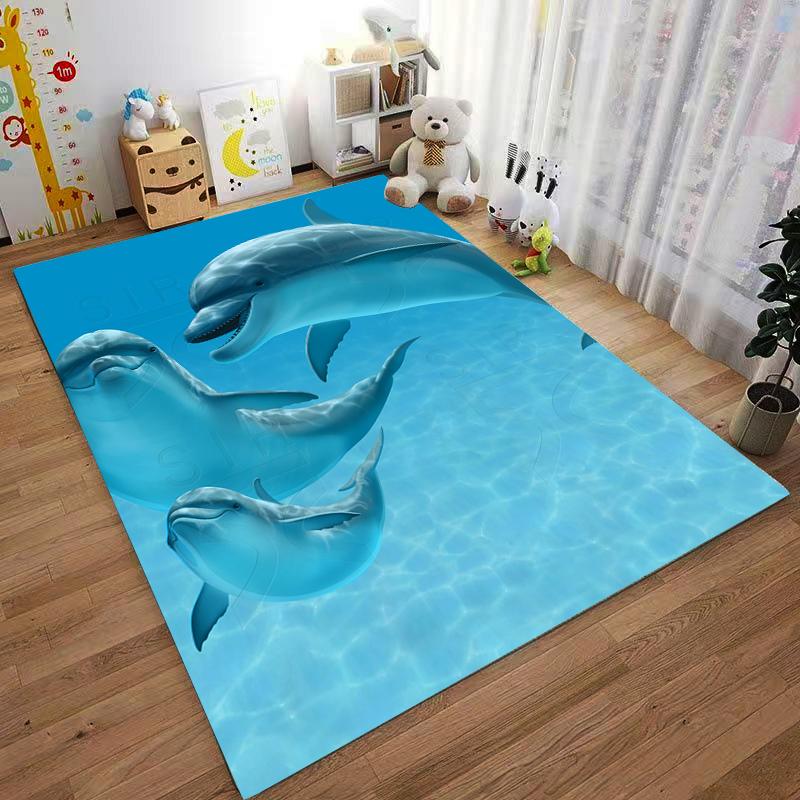 Dolphin Ocean Water Theme Carpet for Bedroom and Living Room Decor Suitable for Use As an Anti-slip for Living Room Bedroom Sofas