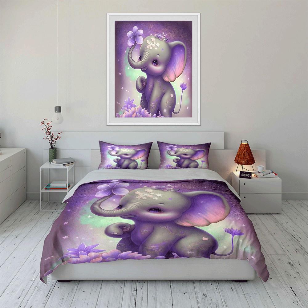 Adorable Elephant Three-Piece Set Exquisite Three-Piece Bedding Set Gift For Kids And Adults