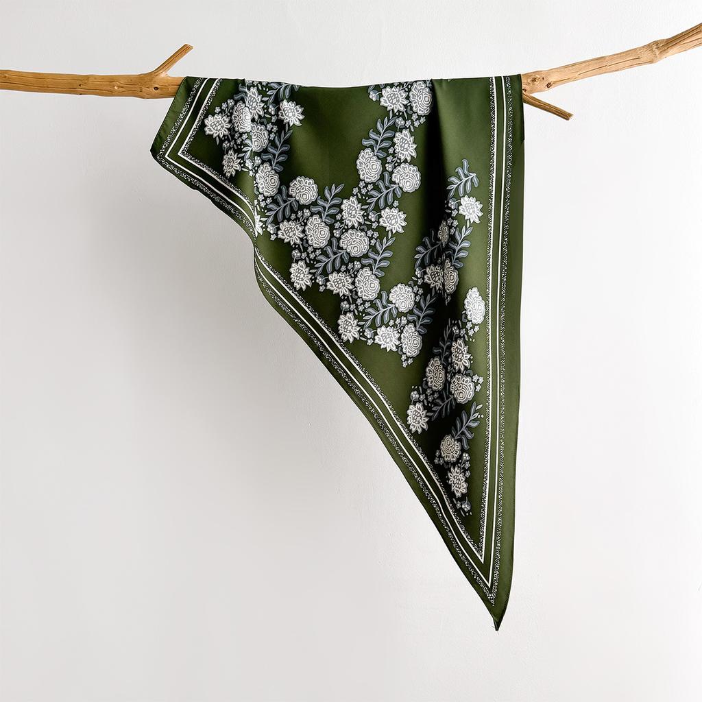 Retro Printed Square Scarf For Women Soft Satin Scarves Bandanas Luxury Hijab Neckerchief Elegant Shawl Wraps