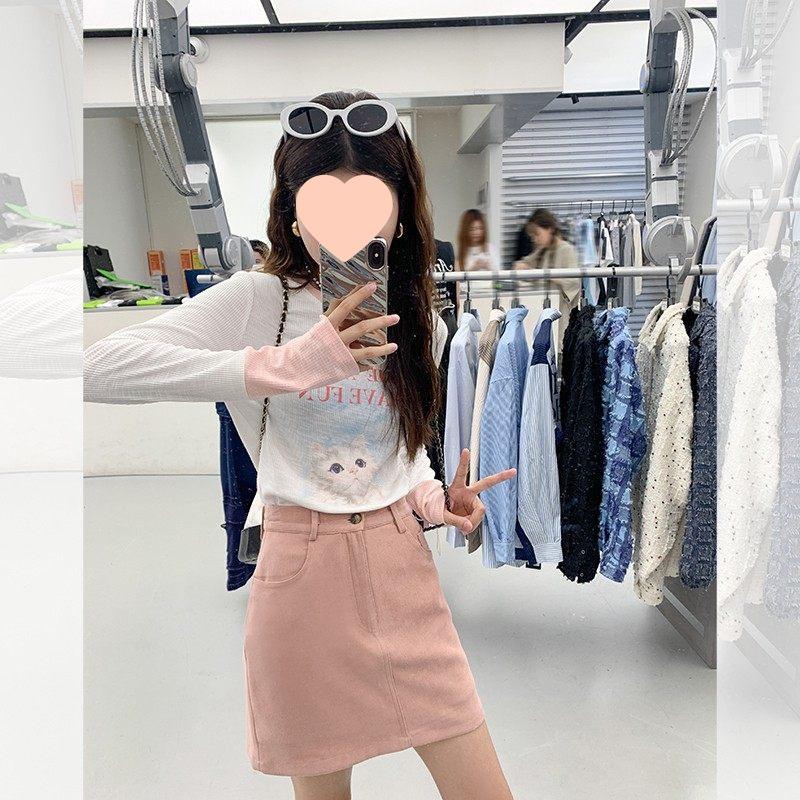 

Zeng Xiaoxian Women s Korean Style White Knit Slim Fit Long Sleeve Top for Early Autumn L (106-115 lbs)