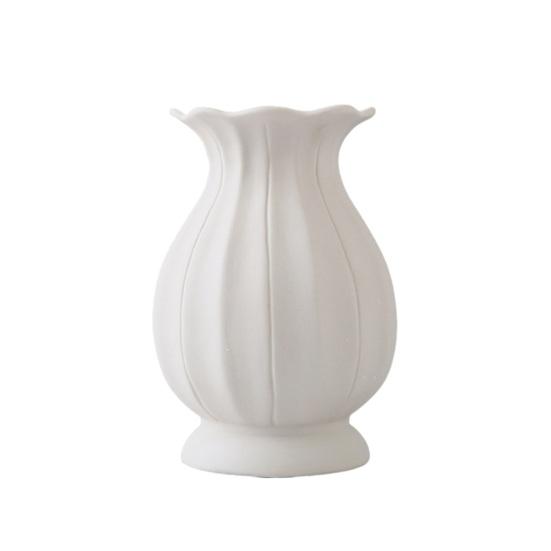 Ceramic Vase Small Modern Flower Vase for Fresh/Artificial Flowers Ribbed Farmhouse Decorative Vase