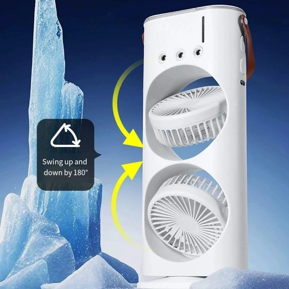 Lightweight 3 In 1 Air Conditioner Portable Dual-Head Humidifier Low Noise Adjustable Wind Speed LED Night Light Daily Use