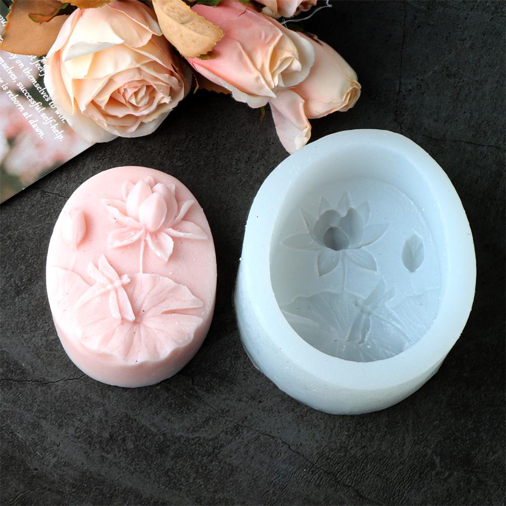 3D Flat Floral Pattern Relief Silicone Soap Mold DIY Lily Peony Floral Fragrance Soap Make Tool Silicone Mold
