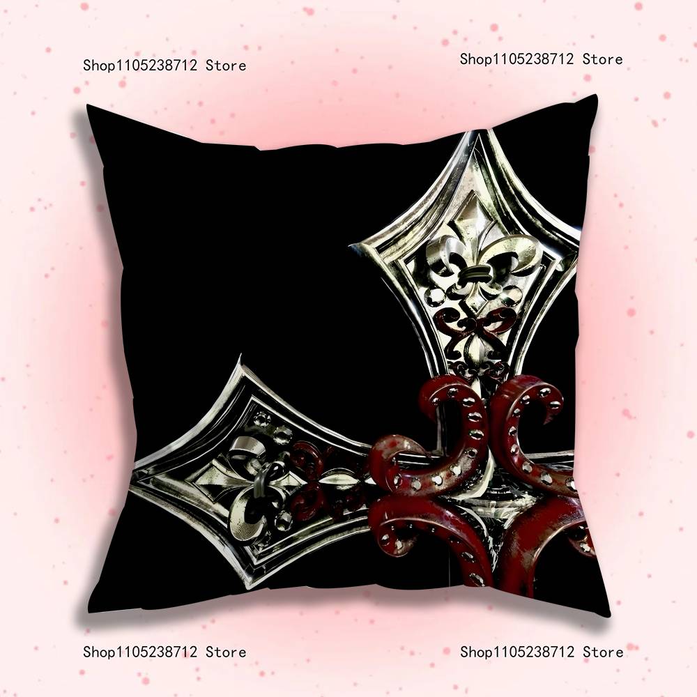 Cyber Sigil Cross Goth Pillow Covers Cartoon Sofa Decorative Home Double-Sided Printing Short Plush Cute Cushion Cover