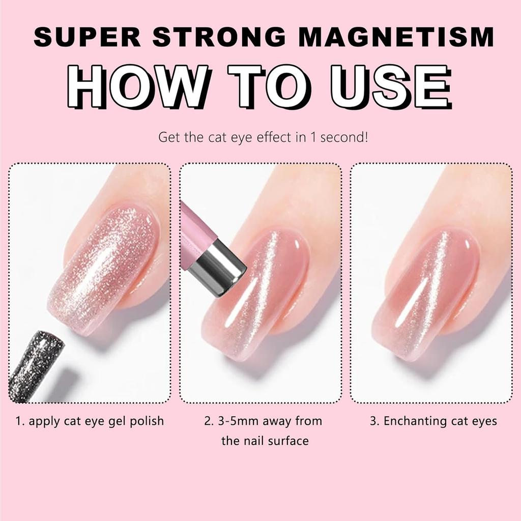 LINMANDA Cat-Eye Nail Magnet Double-Headed Cylindrical for Use with Cat-Eye Gel Nail Polish Suitable for Home and Nail Salon Use