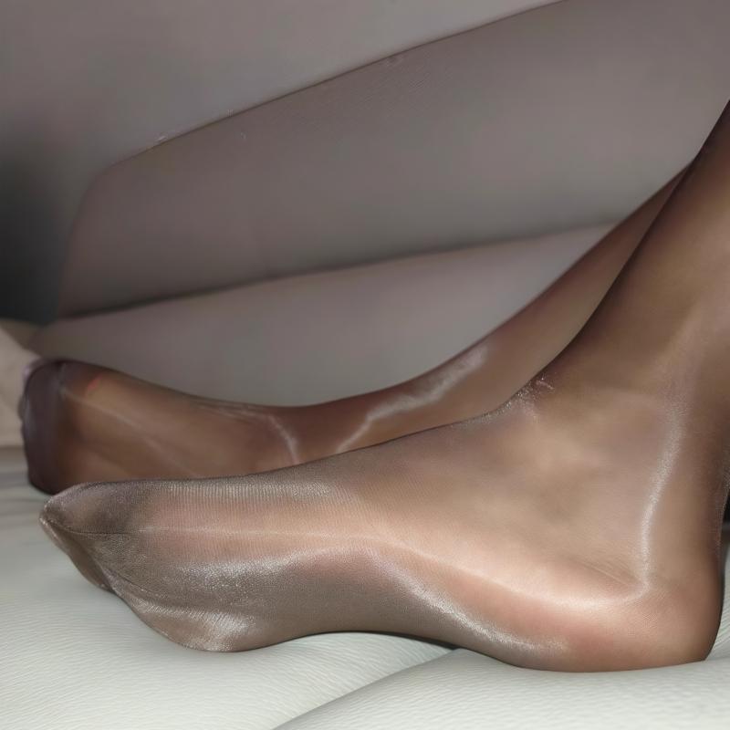 Meias Finas Respiráveis de Verão para Mulheres 3D Brilho de Óleo Sem Costura na Virilha Calcinha de Cintura Baixa Roupa Sexy para Pole Dance e Club