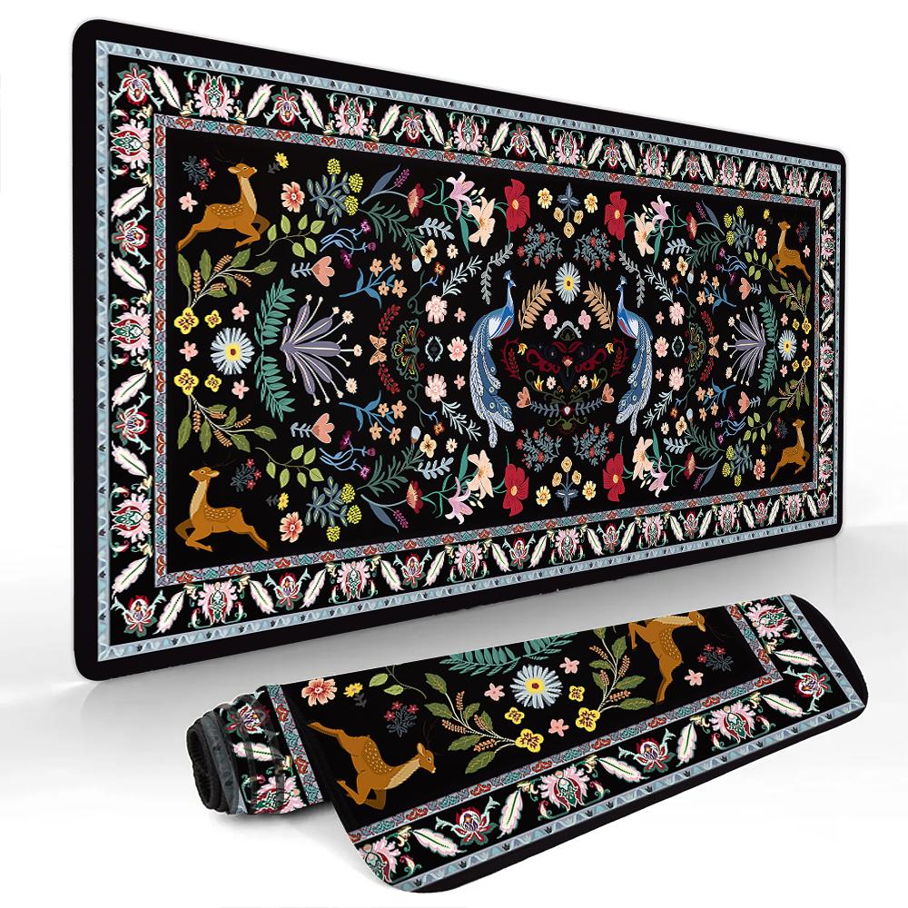 Red Aesthetic Persian Pattern Mouse Pad Desk Mat NonSlip Table Mats Office Mat Carpet Gaming Mats Tapis Souris Decorative Mat