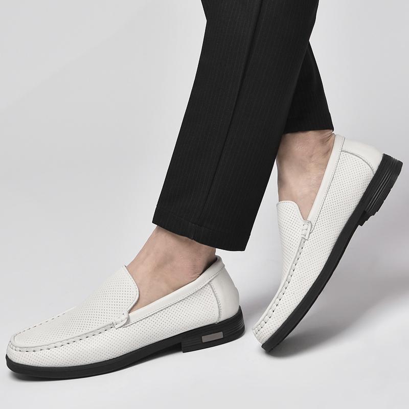 Spring 2024 New Korean Version Of All-Match Genuine Leather Shoes Men's Peas Shoes Business Trend Fashion Casual Shoes